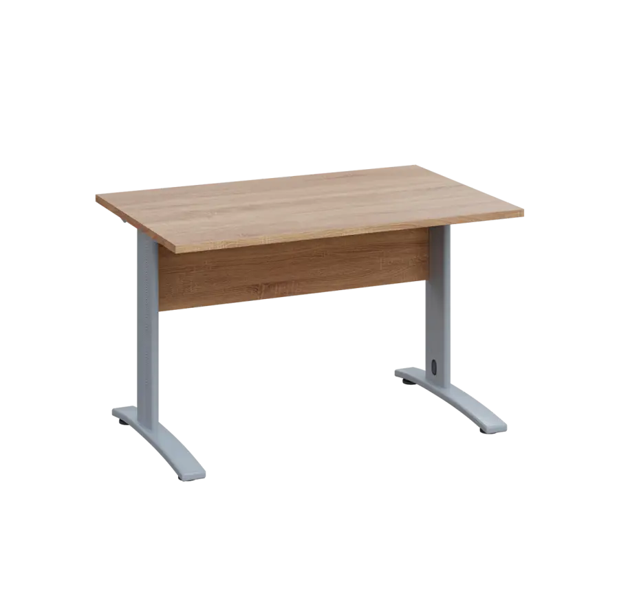 LK 28 - 12 stůl kancelářský, kovová podnož stříbrná, deska 25 mm, široký 1200 mm, dub bardolino