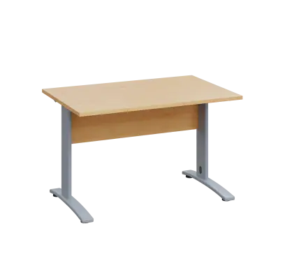 LK 28 - 12 stůl kancelářský, kovová podnož stříbrná, deska 25 mm, široký 1200 mm, javor horský