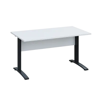 LK 28 - 14 stůl kancelářský, kovová podnož černá, deska 25 mm, široký 1400 mm, bílá