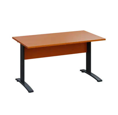 LK 28 - 14 stůl kancelářský, kovová podnož černá, deska 25 mm, široký 1400 mm, třešeň šumavská