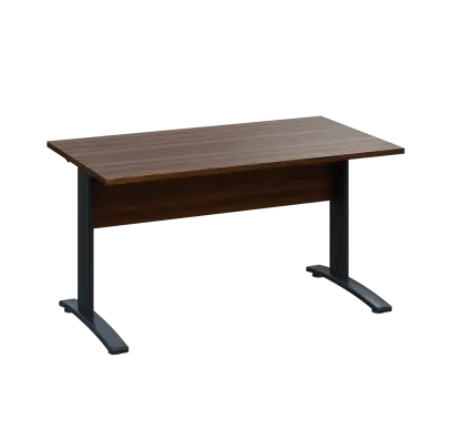 LK 28 - 14 stůl kancelářský, kovová podnož černá, deska 25 mm, široký 1400 mm, ořech královský