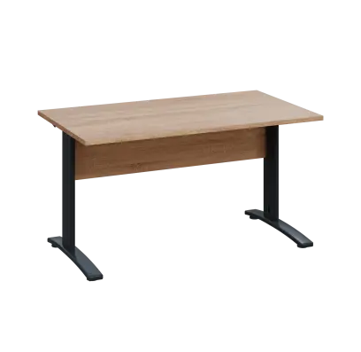 LK 28 - 14 stůl kancelářský, kovová podnož černá, deska 25 mm, široký 1400 mm, dub bardolino