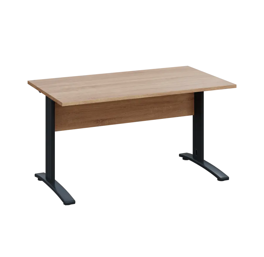 LK 28 - 14 stůl kancelářský, kovová podnož černá, deska 25 mm, široký 1400 mm, dub bardolino
