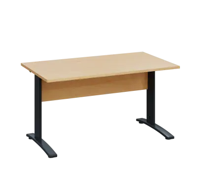 LK 28 - 14 stůl kancelářský, kovová podnož černá, deska 25 mm, široký 1400 mm, javor horský