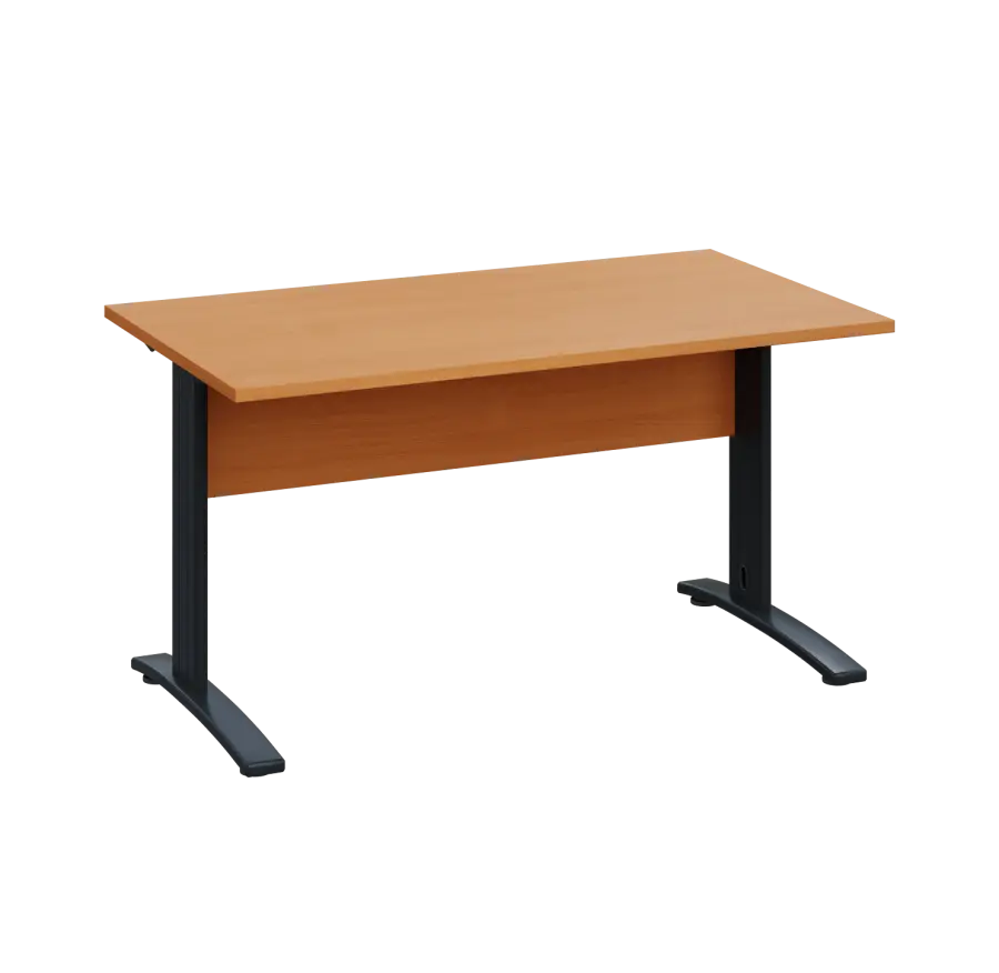 LK 28 - 14 stůl kancelářský, kovová podnož černá, deska 25 mm, široký 1400 mm, buk Royal