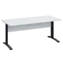 LK 28 - 18 stůl kancelářský, kovová podnož černá, deska 25 mm, široký 1800 mm, bílá