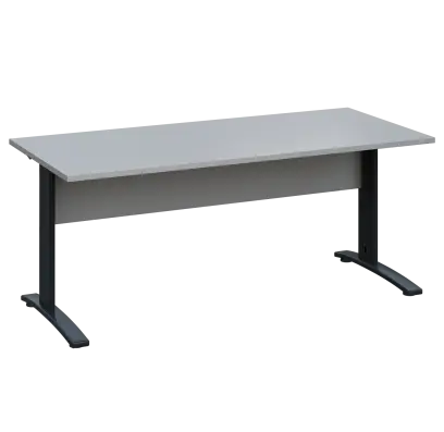 LK 28 - 18 stůl kancelářský, kovová podnož černá, deska 25 mm, široký 1800 mm, šedá