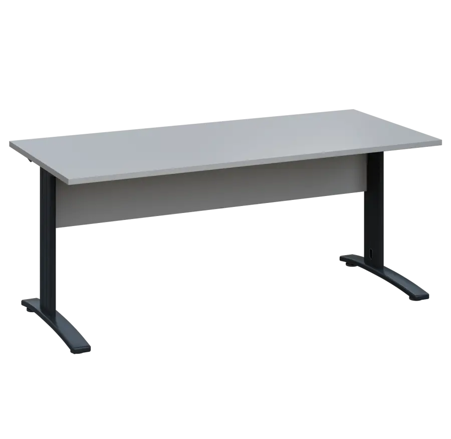 LK 28 - 18 stůl kancelářský, kovová podnož černá, deska 25 mm, široký 1800 mm, šedá