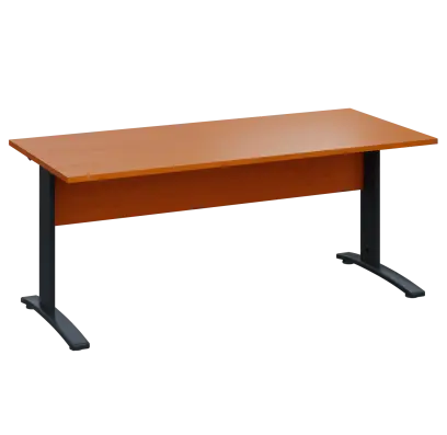 LK 28 - 18 stůl kancelářský, kovová podnož černá, deska 25 mm, široký 1800 mm, třešeň šumavská