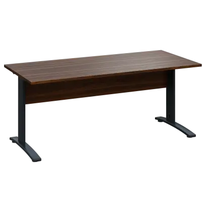 LK 28 - 18 stůl kancelářský, kovová podnož černá, deska 25 mm, široký 1800 mm, ořech královský