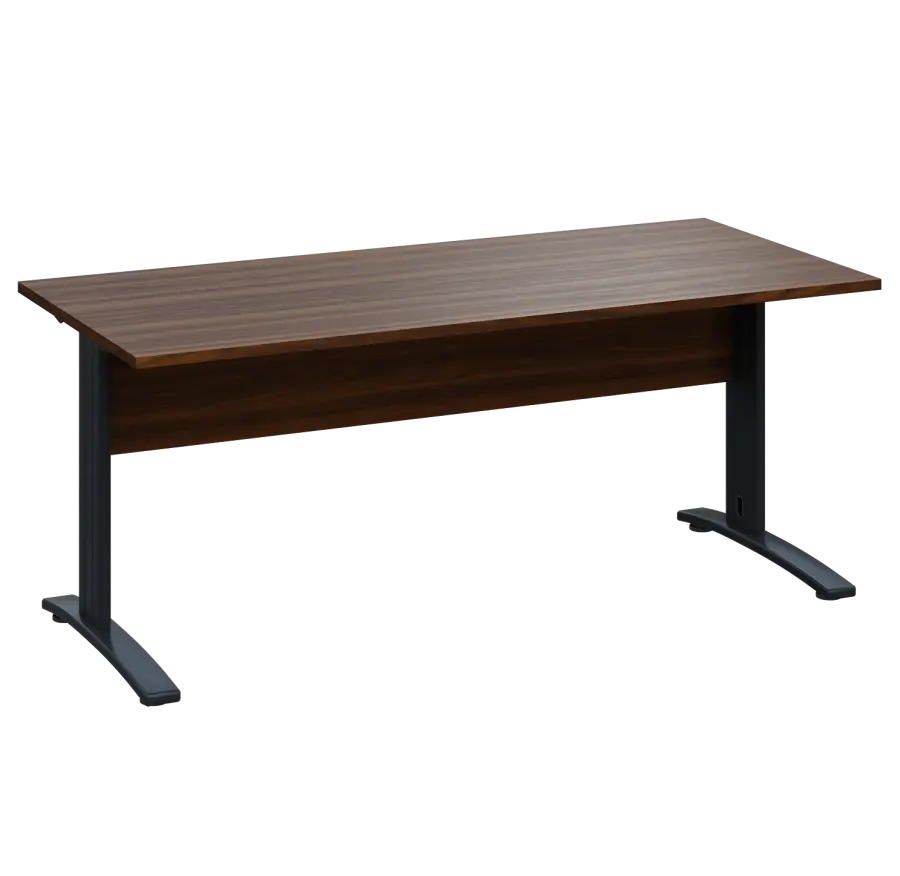 LK 28 - 18 stůl kancelářský, kovová podnož černá, deska 25 mm, široký 1800 mm, ořech královský