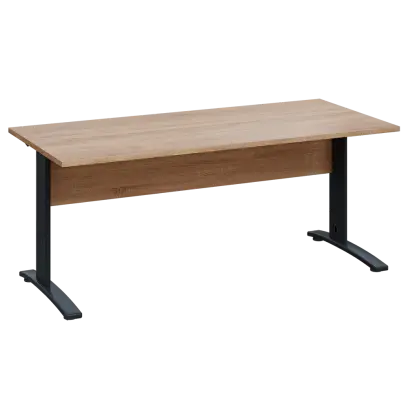 LK 28 - 18 stůl kancelářský, kovová podnož černá, deska 25 mm, široký 1800 mm, dub bardolino