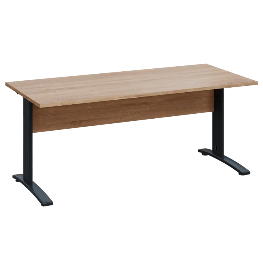 LK 28 - 18 stůl kancelářský, kovová podnož černá, deska 25 mm, široký 1800 mm, dub bardolino