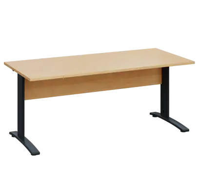 LK 28 - 18 stůl kancelářský, kovová podnož černá, deska 25 mm, široký 1800 mm, javor horský