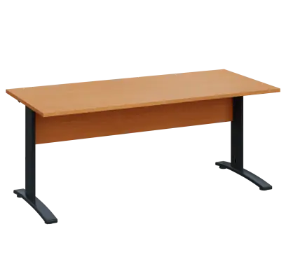 LK 28 - 18 stůl kancelářský, kovová podnož černá, deska 25 mm, široký 1800 mm, buk Royal