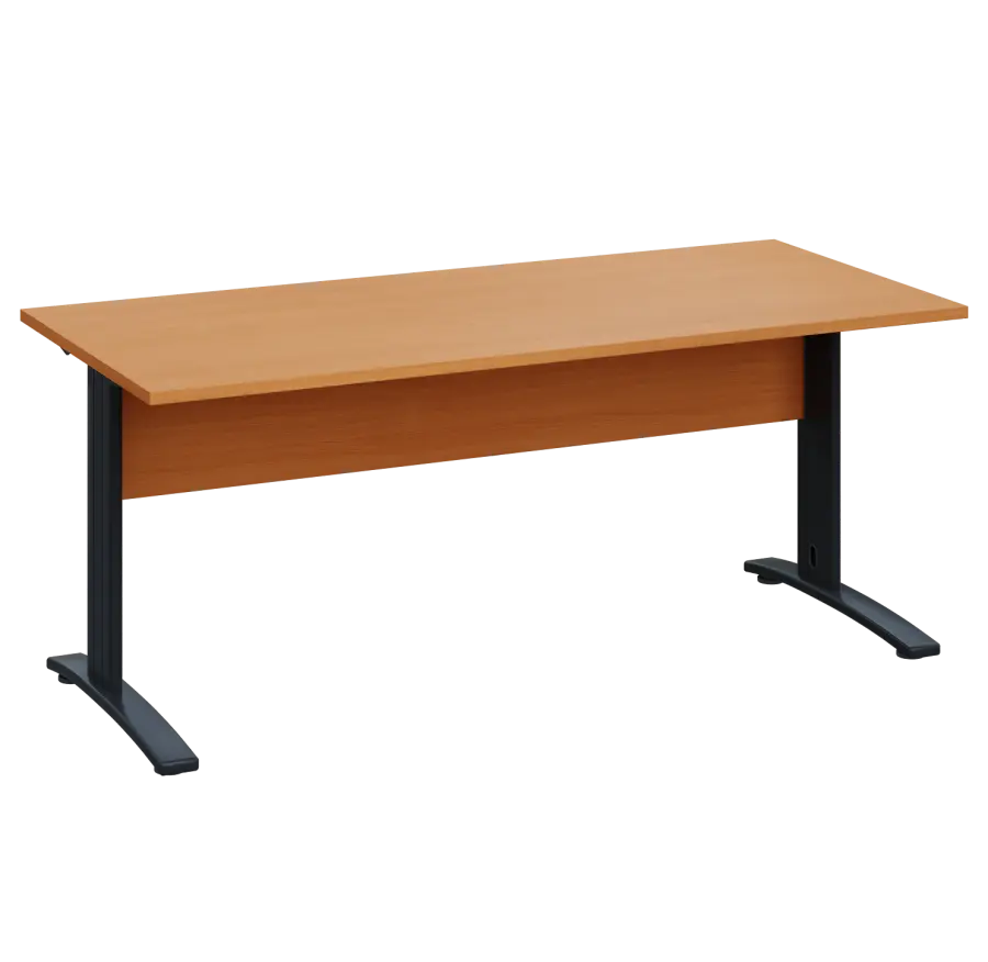 LK 28 - 18 stůl kancelářský, kovová podnož černá, deska 25 mm, široký 1800 mm, buk Royal