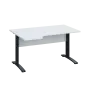 LKR 28 - 144 stůl kancelářský, rohový, levý, kovová podnož černá, deska 25 mm, široký 1400 mm, bílá