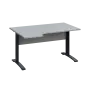 LKR 28 - 144 stůl kancelářský, rohový, levý, kovová podnož černá, deska 25 mm, široký 1400 mm, šedá