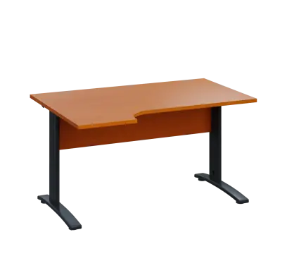 LKR 28 - 144 stůl kancelářský, rohový, levý, kovová podnož černá, deska 25 mm, široký 1400 mm, třešeň šumavská