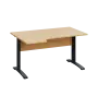 LKR 28 - 144 stůl kancelářský, rohový, levý, kovová podnož černá, deska 25 mm, široký 1400 mm, javor horský