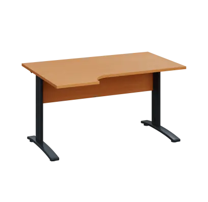 LKR 28 - 144 stůl kancelářský, rohový, levý, kovová podnož černá, deska 25 mm, široký 1400 mm, buk Royal