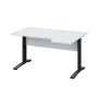 LKR 28 - 144 stůl kancelářský, rohový, pravý, kovová podnož černá, deska 25 mm, široký 1400 mm, bílá