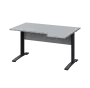 LKR 28 - 144 stůl kancelářský, rohový, pravý, kovová podnož černá, deska 25 mm, široký 1400 mm, šedá