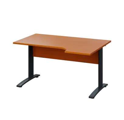 LKR 28 - 144 stůl kancelářský, rohový, pravý, kovová podnož černá, deska 25 mm, široký 1400 mm, třešeň šumavská
