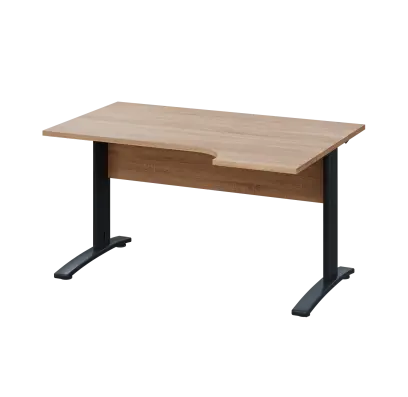 LKR 28 - 144 stůl kancelářský, rohový, pravý, kovová podnož černá, deska 25 mm, široký 1400 mm, dub bardolino