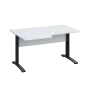 LKR 28 - 146 stůl kancelářský, rohový, levý, kovová podnož černá, deska 25 mm, široký 1400 mm, bílá