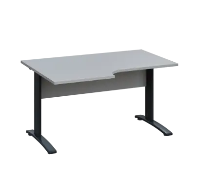 LKR 28 - 146 stůl kancelářský, rohový, levý, kovová podnož černá, deska 25 mm, široký 1400 mm, šedá