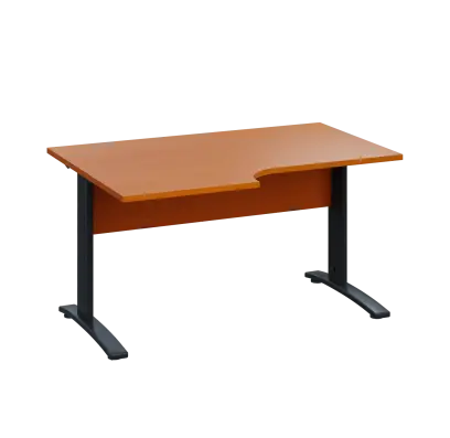 LKR 28 - 146 stůl kancelářský, rohový, levý, kovová podnož černá, deska 25 mm, široký 1400 mm, třešeň šumavská