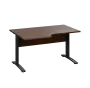 LKR 28 - 146 stůl kancelářský, rohový, levý, kovová podnož černá, deska 25 mm, široký 1400 mm, ořech královský