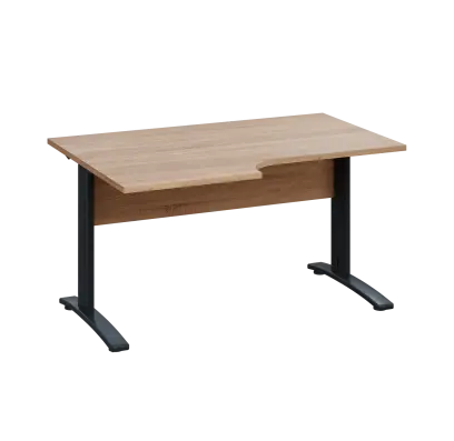 LKR 28 - 146 stůl kancelářský, rohový, levý, kovová podnož černá, deska 25 mm, široký 1400 mm, dub bardolino