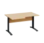 LKR 28 - 146 stůl kancelářský, rohový, levý, kovová podnož černá, deska 25 mm, široký 1400 mm, javor horský