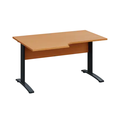 LKR 28 - 146 stůl kancelářský, rohový, levý, kovová podnož černá, deska 25 mm, široký 1400 mm, buk Royal