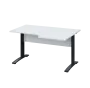 LKR 28 - 146 stůl kancelářský, rohový, pravý, kovová podnož černá, deska 25 mm, široký 1400 mm, bílá LKR 28 - 146 stůl kancelářský, rohový, pravý, kovová podnož černá, deska 25 mm, široký 1400 mm, bílá