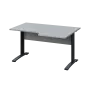 LKR 28 - 146 stůl kancelářský, rohový, pravý, kovová podnož černá, deska 25 mm, široký 1400 mm, šedá