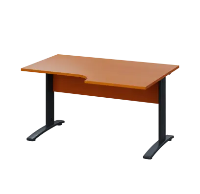 LKR 28 - 146 stůl kancelářský, rohový, pravý, kovová podnož černá, deska 25 mm, široký 1400 mm, třešeň šumavská