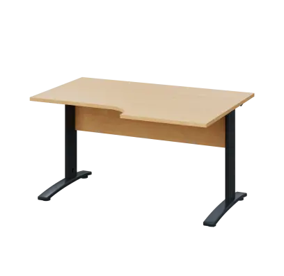 LKR 28 - 146 stůl kancelářský, rohový, pravý, kovová podnož černá, deska 25 mm, široký 1400 mm, javor horský