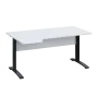 LKR 28 - 164 stůl kancelářský, rohový, levý, kovová podnož černá, deska 25 mm, široký 1600 mm, bílá