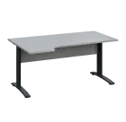 LKR 28 - 164 stůl kancelářský, rohový, levý, kovová podnož černá, deska 25 mm, široký 1600 mm, šedá