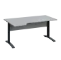 LKR 28 - 164 stůl kancelářský, rohový, levý, kovová podnož černá, deska 25 mm, široký 1600 mm, šedá