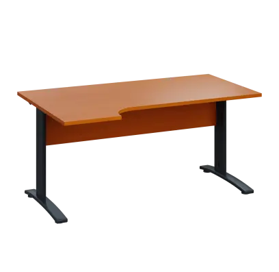 LKR 28 - 164 stůl kancelářský, rohový, levý, kovová podnož černá, deska 25 mm, široký 1600 mm, třešeň šumavská