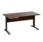 LKR 28 - 164 stůl kancelářský, rohový, levý, kovová podnož černá, deska 25 mm, široký 1600 mm, ořech královský