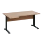LKR 28 - 164 stůl kancelářský, rohový, levý, kovová podnož černá, deska 25 mm, široký 1600 mm, dub bardolino