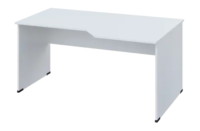 EZL 28 - 166 stůl kancelářský, rohový, pravý, dřevěná podnož, deska 25 mm, široký 1600 mm, bílá