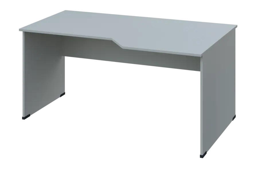 EZL 28 - 166 stůl kancelářský, rohový, pravý, dřevěná podnož, deska 25 mm, široký 1600 mm, šedá
