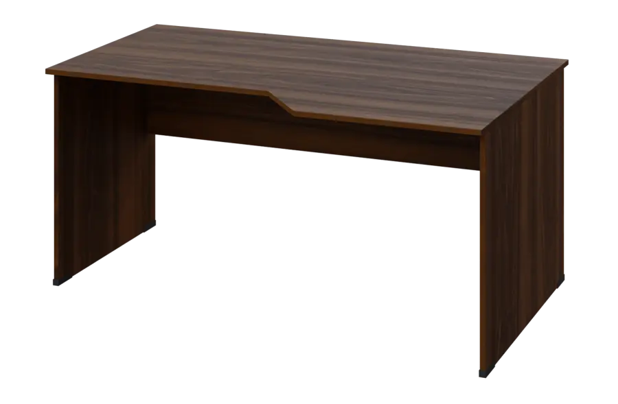 EZL 28 - 166 stůl kancelářský, rohový, pravý, dřevěná podnož, deska 25 mm, široký 1600 mm, ořech královský