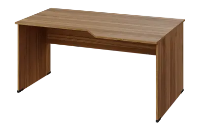 EZL 28 - 166 stůl kancelářský, rohový, pravý, dřevěná podnož, deska 25 mm, široký 1600 mm, ořech světlý